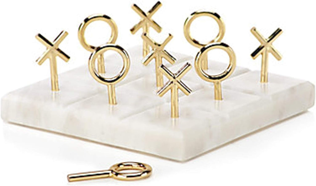 Marble Tic Tac Toe Game Board X and O Game Set for Birthday Gift to Students Luxury Marble & Brass Tic Tac Toe Game - Set of 10