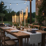 6-Arm Gold Candelabra, 23.96" Tall Candelabra Centerpieces for Tables with Glass Lampshade & Heavy Base, Vintage Gold