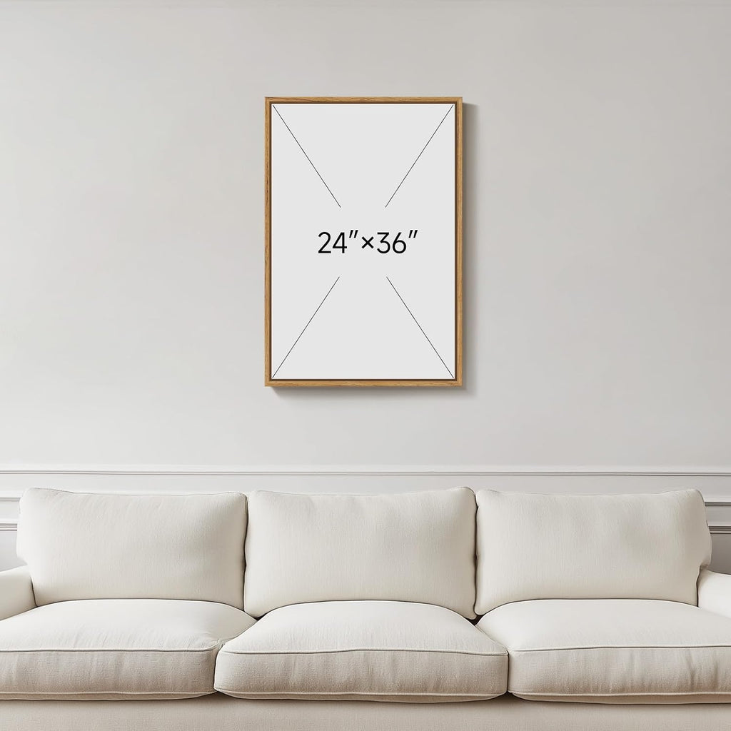 Framed Boho Abstract Neutral Floral Wall Art , Modern Minimalist Brown Flower Print Canvas Artwork for Walls