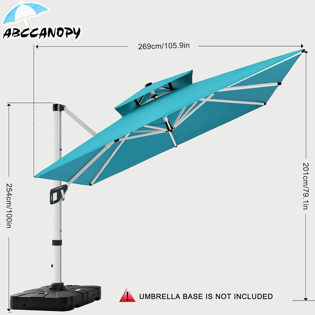 Patio Umbrella Cantilever Double Top Outdoor Offset Umbrella with 360° Rotation