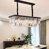 Rectangle Modern Crystal Chandeliers Lighting Pendant Ceiling Lights Fixture Lamp for Dining Living Room L39.4 W10.2 A107-B07CWMH6YJ