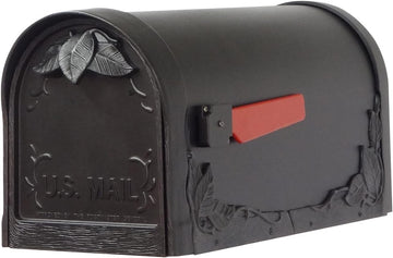 Floral Curbside Mailbox - Black Cast Aluminum Mailbox for Post Mount