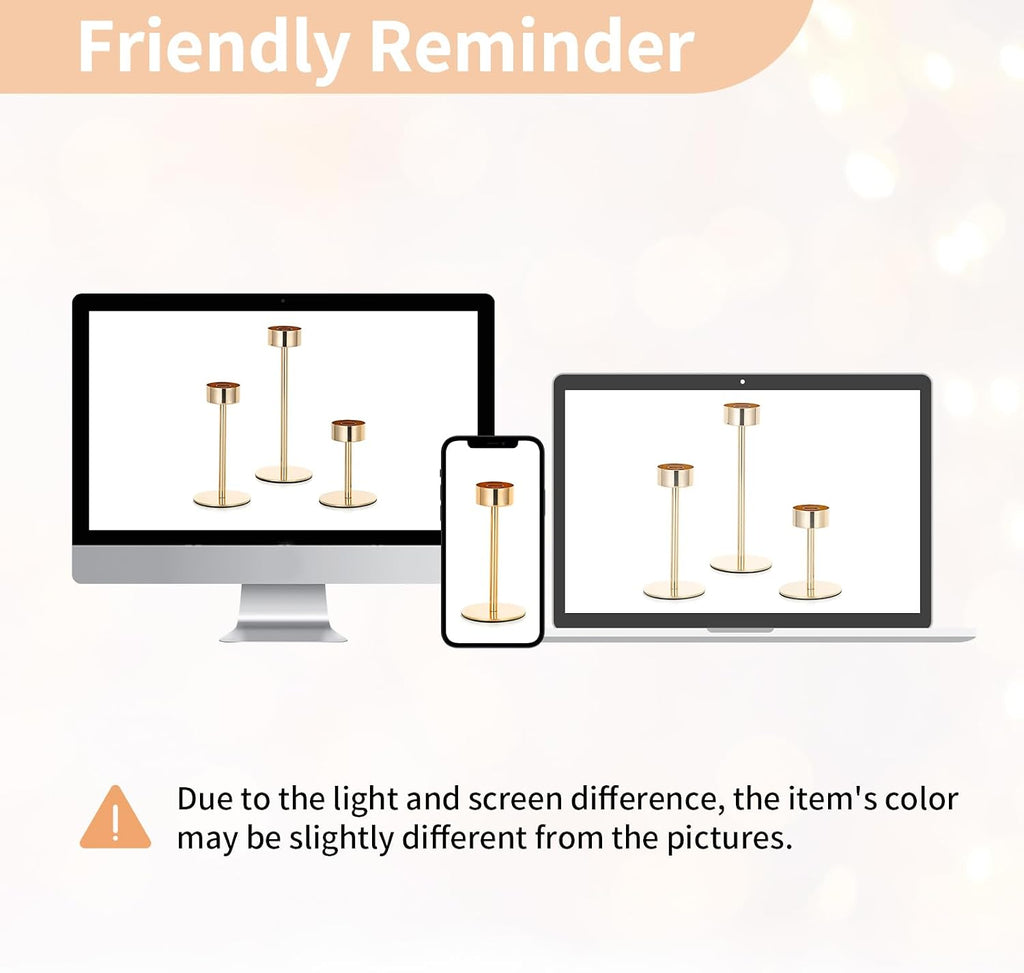 Hurricane Candle Holder for Candlestick: 6 Pcs Gold Taper Candlestick Holders - Tall Modern Candles Stick Decor with