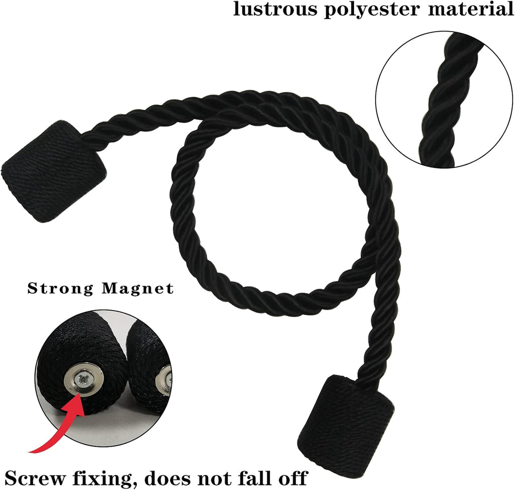 4 Pack Strong Magnetic Curtain Tiebacks Outdoor Elegant Decorative Tie Backs Modern Rope Tiebacks for Drapes Window