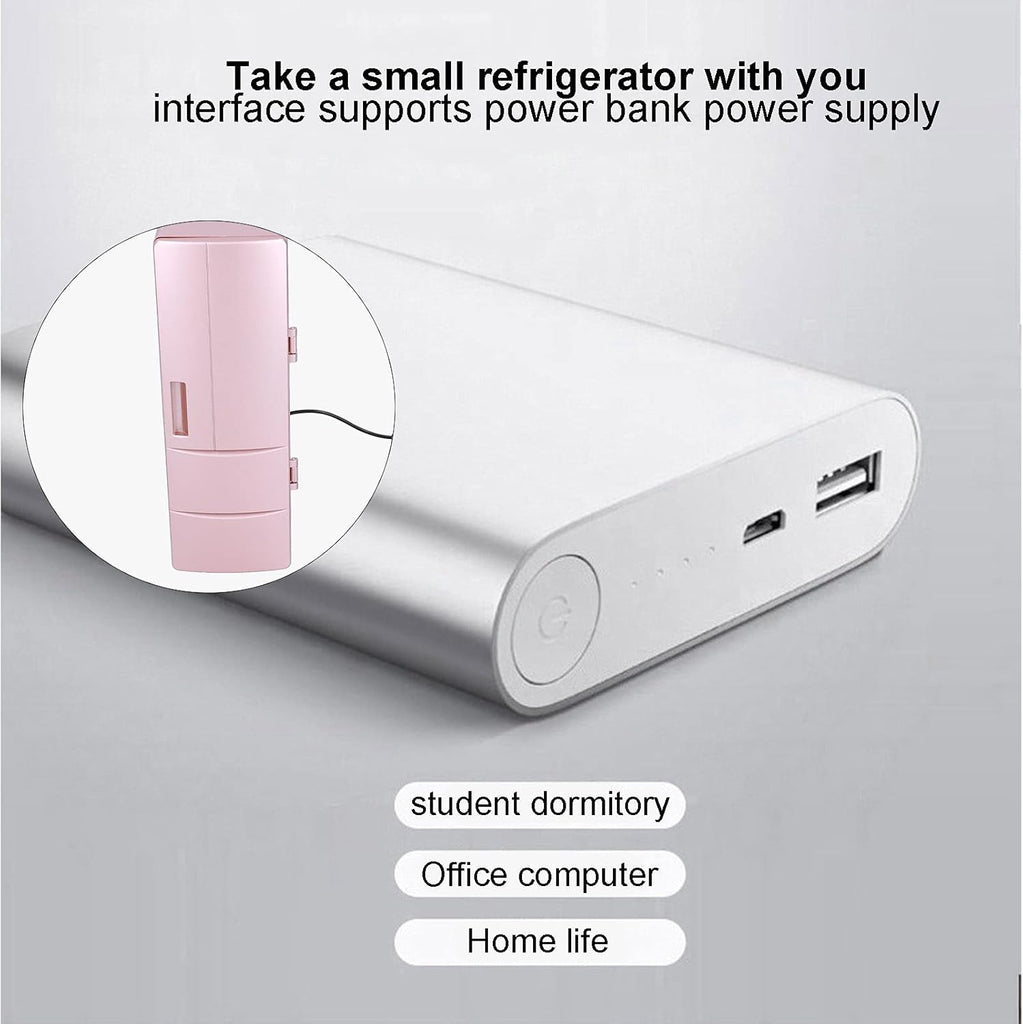 Portable Cooler & Warmer Mini Fridge - 4.7x3.3x9.8" Rose Gold Thermoelectric Mini Fridge for Skincare, Cosmetics