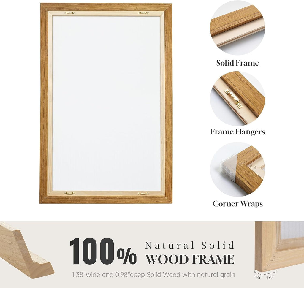 Large Framed Rustic Canvas Wall Art , Neutral Abstract Nature Modern Prints Paintings Artwork for Walls, Horizontal