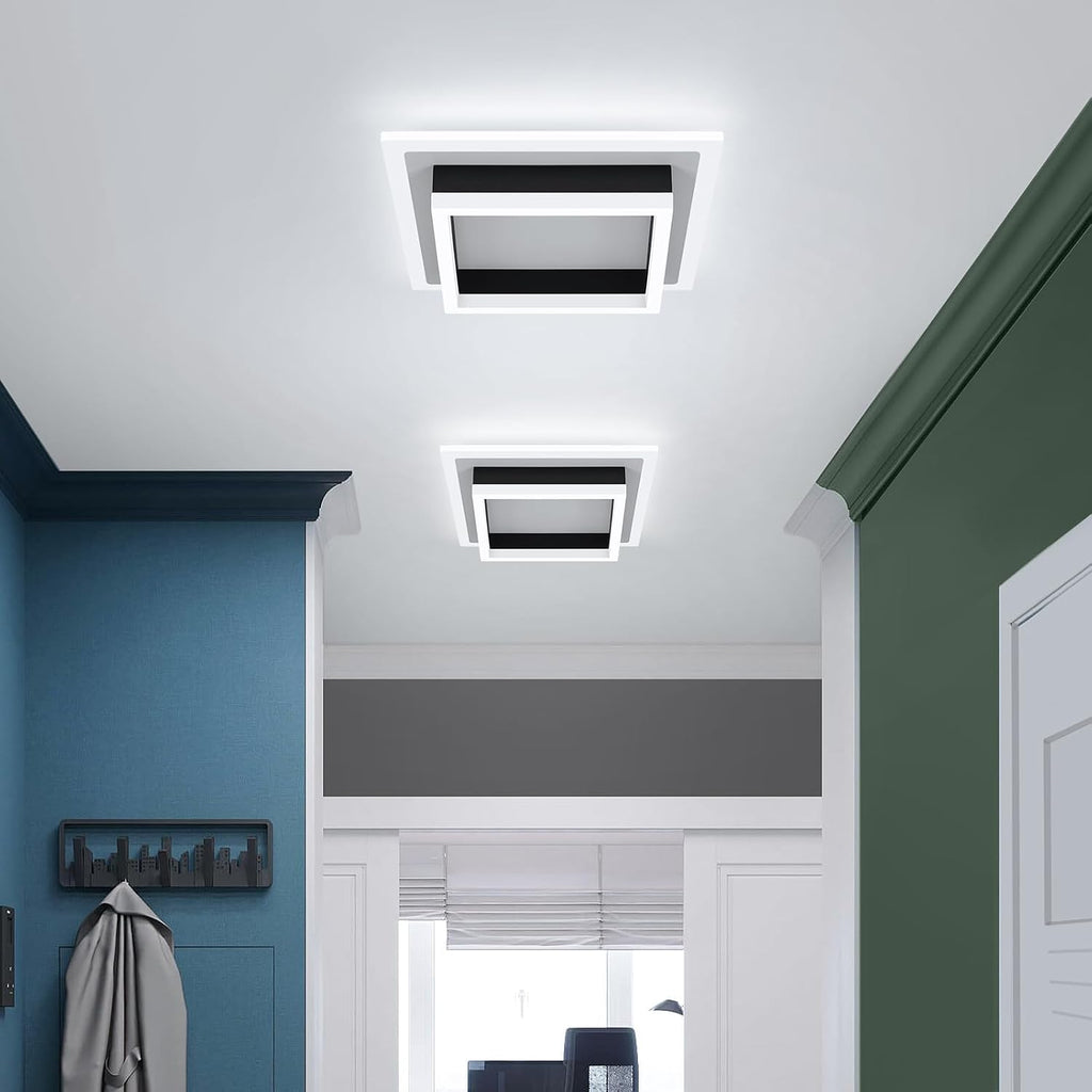 32W Modern LED Ceiling Light, Small Flush Mount Light Fixture, 6500K Cold White Ceiling Lamp, Square Hallway Lighting