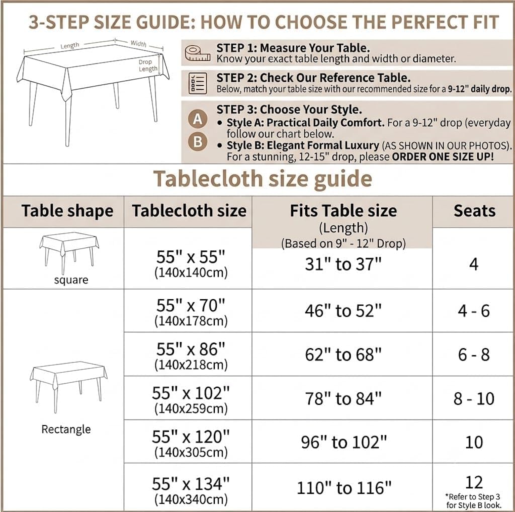White Linen Tablecloth Spillproof Tassel Table Cover 55x70 Rectangle