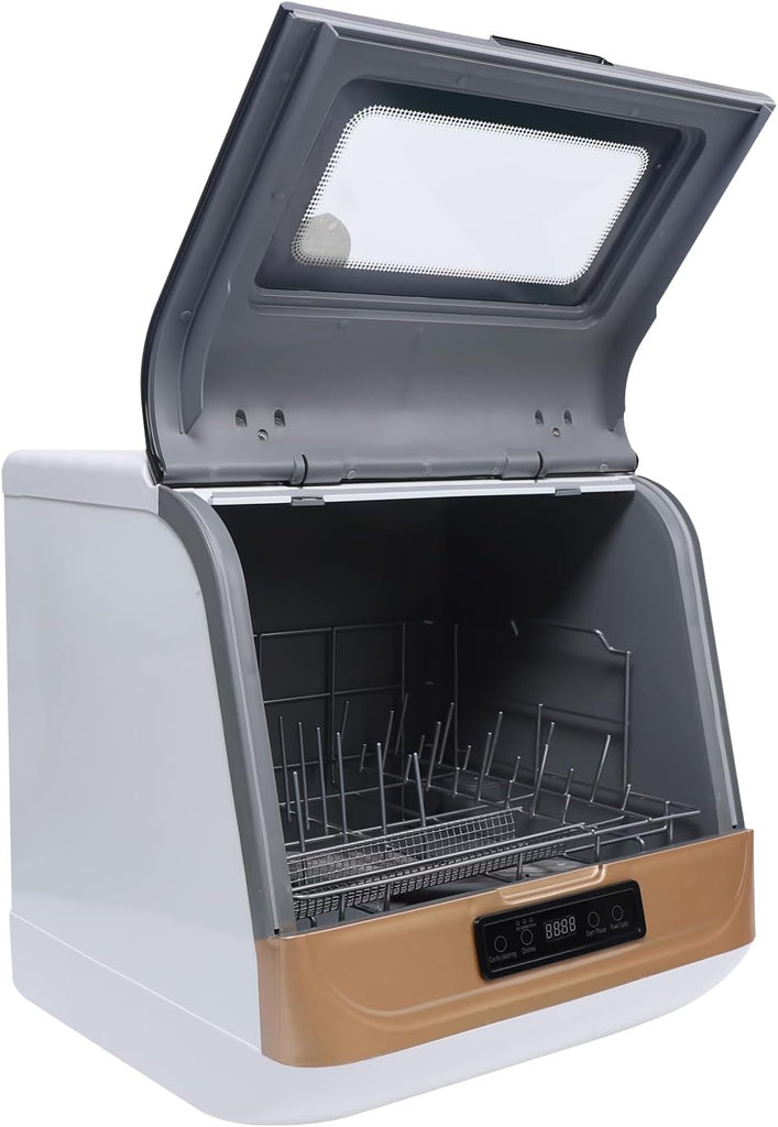 Countertop Dishwasher with 3 Washing Programs, Compact Dishwasher 360°Streak-Free Deep Cleaning