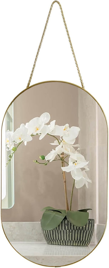 Oval Wall Mirror, Gold, Oval Shape, s and More (16x9.2 inch)