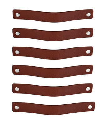 Leather Drawer Pulls - Cognac - 6 pcs - 7-7/8 x 1 '' - Leather Handle - Leather Dresser Pulls - Cabinet knobs Dresser