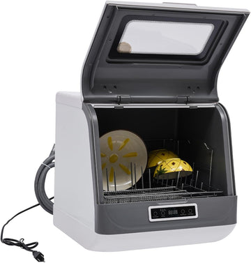Portable Countertop Dishwasher Compact Dishwasher,3 Washing Programs,75°C Hot Air Drying,360° Rotati