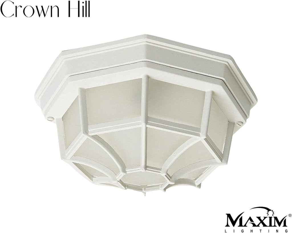 Crown Hill 2-Light Ceiling Light | White Finish | Frosted Glass Shade | Traditional Ceiling Light Fixture