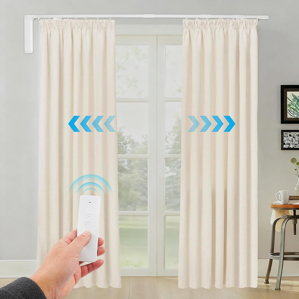 Electric Curtain Tracks, Automatic Curtains Opener Curtains Rod with Smart/Manual/Remote Control, Retractable