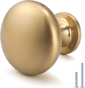 Aged Brass Knobs 12 Pack, Solid Warm Gold Cabinet Knobs, Antique Brass Drawer Knobs, Champagne Bronze Kitchen Cabinet