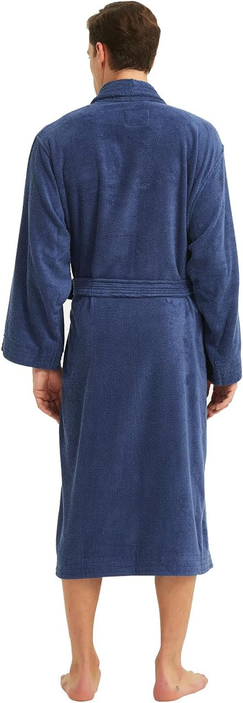 Bathrobe Mens,Pure Cotton Robe for Men,Thick Terry Cloth Bathrobe,Luxury Long Combed Men's Cotton Robe