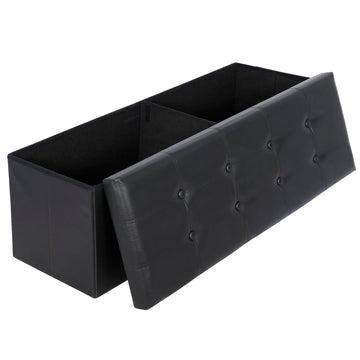 43 Inches Ottoman Storage Bench, Folding Design Chest Faux Leather Ottomans Footrest Living Room Office, Entryway
