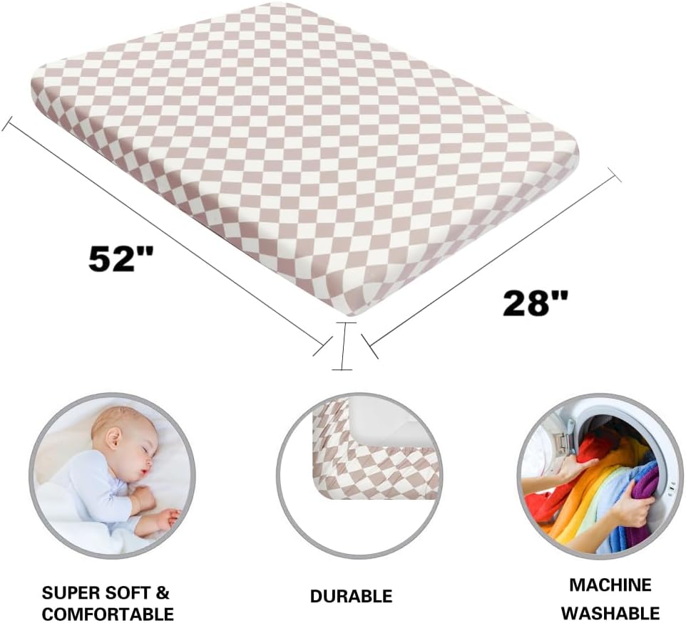 Fitted Baby Neutral Crib Sheets Bear and Buffalo Check Plaid Breathable Unisex Baby Standard Crib Sheet Set for Boys