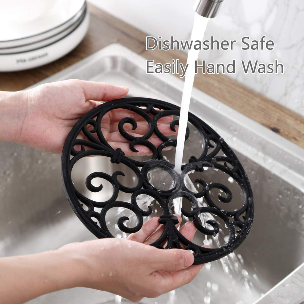 Silicone Trivet Mat - Hot Pot Holder Hot Pads for Table & Countertop - Teapot Trivet Kitchen Trivets - Non-Slip & - Set of 3