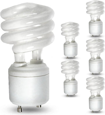 Mini Spiral Compact Fluorescent Light Bulb 23W GU24 4100K 6 Pack