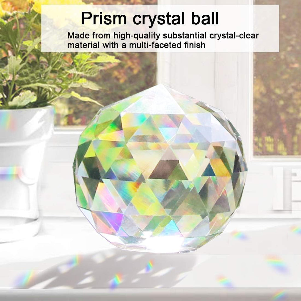 Clear Glass Crystal Ball Prism Suncatcher Rainbow Maker, Sphere Faceted Gazing Ball for Window, Feng Shui