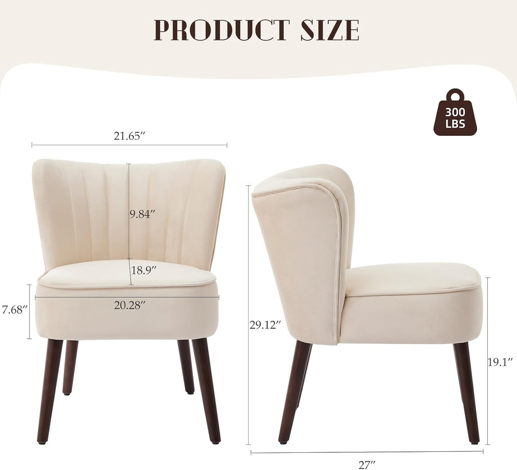 Modern Living Room Chair Set of 2, Mid-Century Accent Chair, Soft Velvet Upholstered Chair with Adjustable Feet