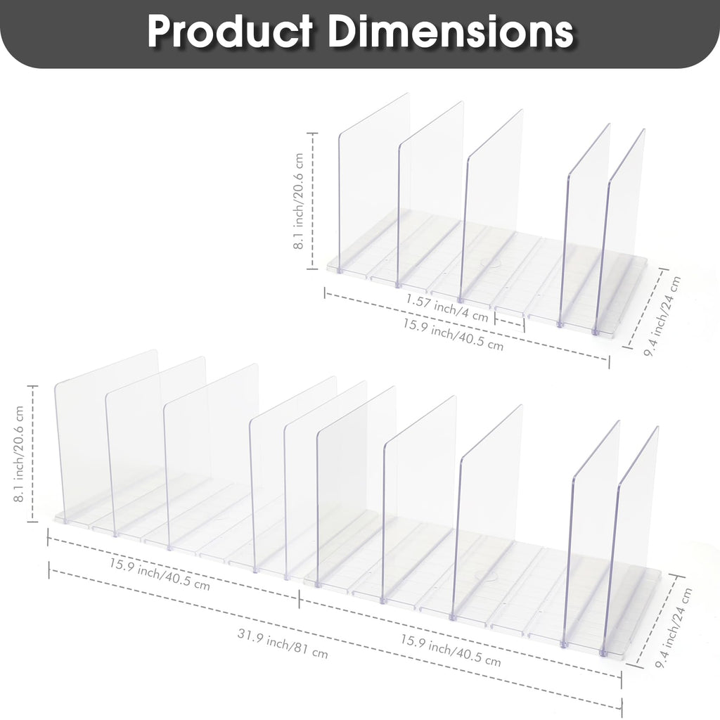 Purse Organizer for Closet, Clear Acrylic Handbag Storage Organizer, Adjustable Shelf Divider for Closet
