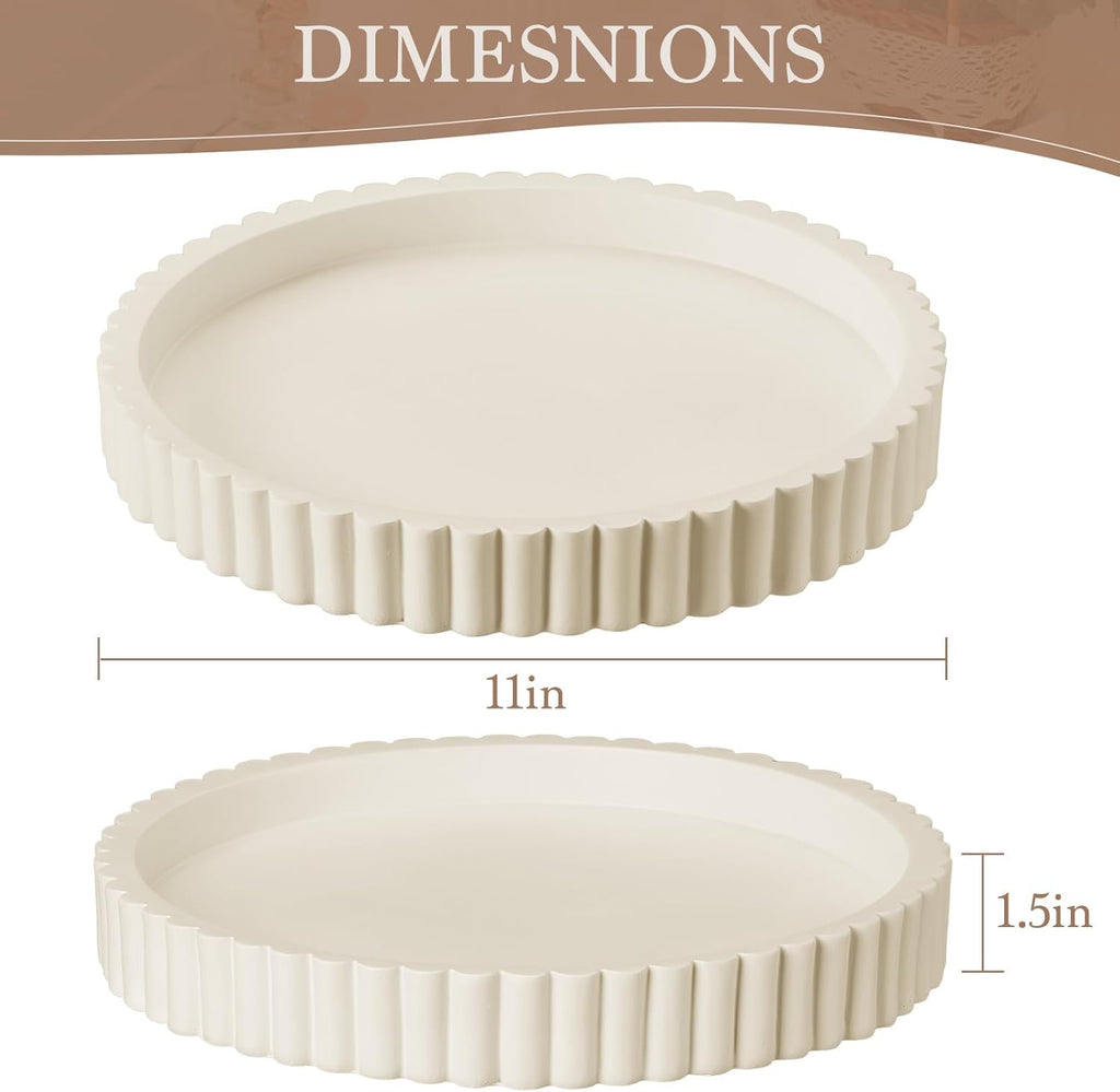 Decorative Tray for Coffee Table Decor - Resin Round Tray Stylish Coffee Table Centerpiece Decor, Minimalist Vanity