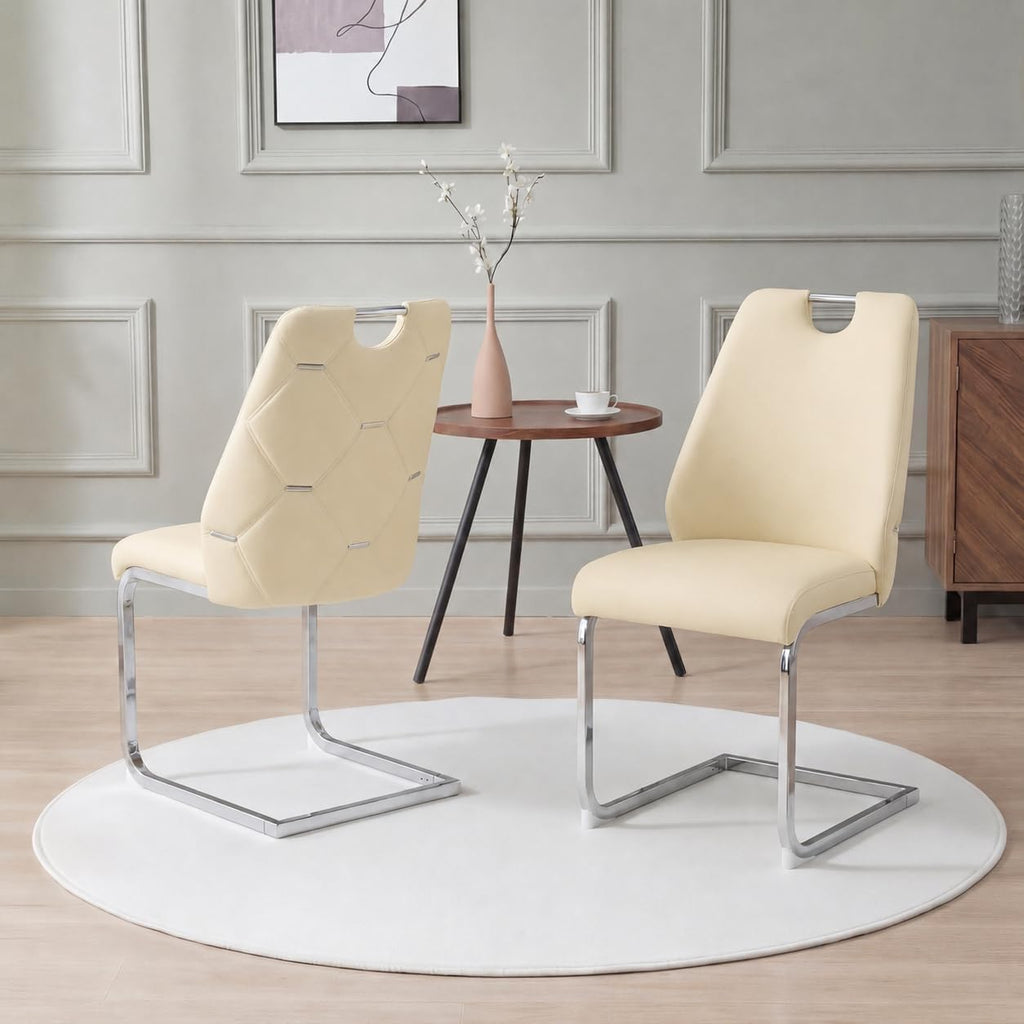 Dining Room Chairs Set of 4, Silla De Comedor, Modern Dining Chairs Set of 4 with Leather,Geometric Tufted Back