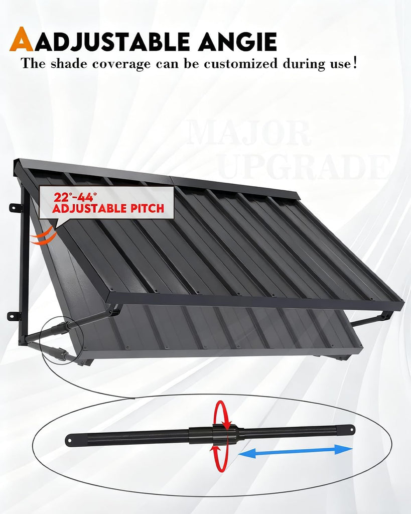 Metal Awning for Door Entrance, 54x24 Inches Adjustable Angle Window Awnings , Sunsetter Shade Canopy Outdoor