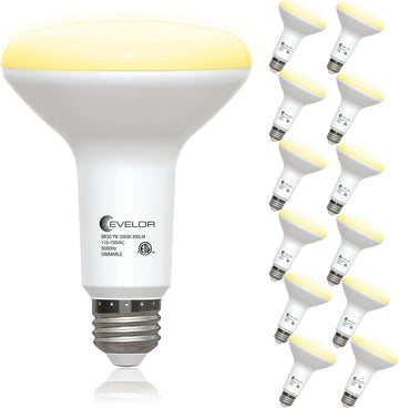 12 Pack BR30 Flood LED Light Bulbs 65W Equivalent, 7W Energy Efficient, Dimmable 800LM Bulbs 2700K Warm White, E26