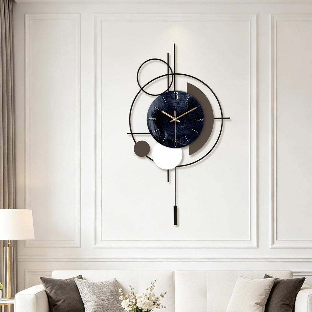 Wall Clock, Silent Quality Quartz Battery Operated with Pendulum, Large Wall Clock Kitchen Home Bathroom Bedroom Wall