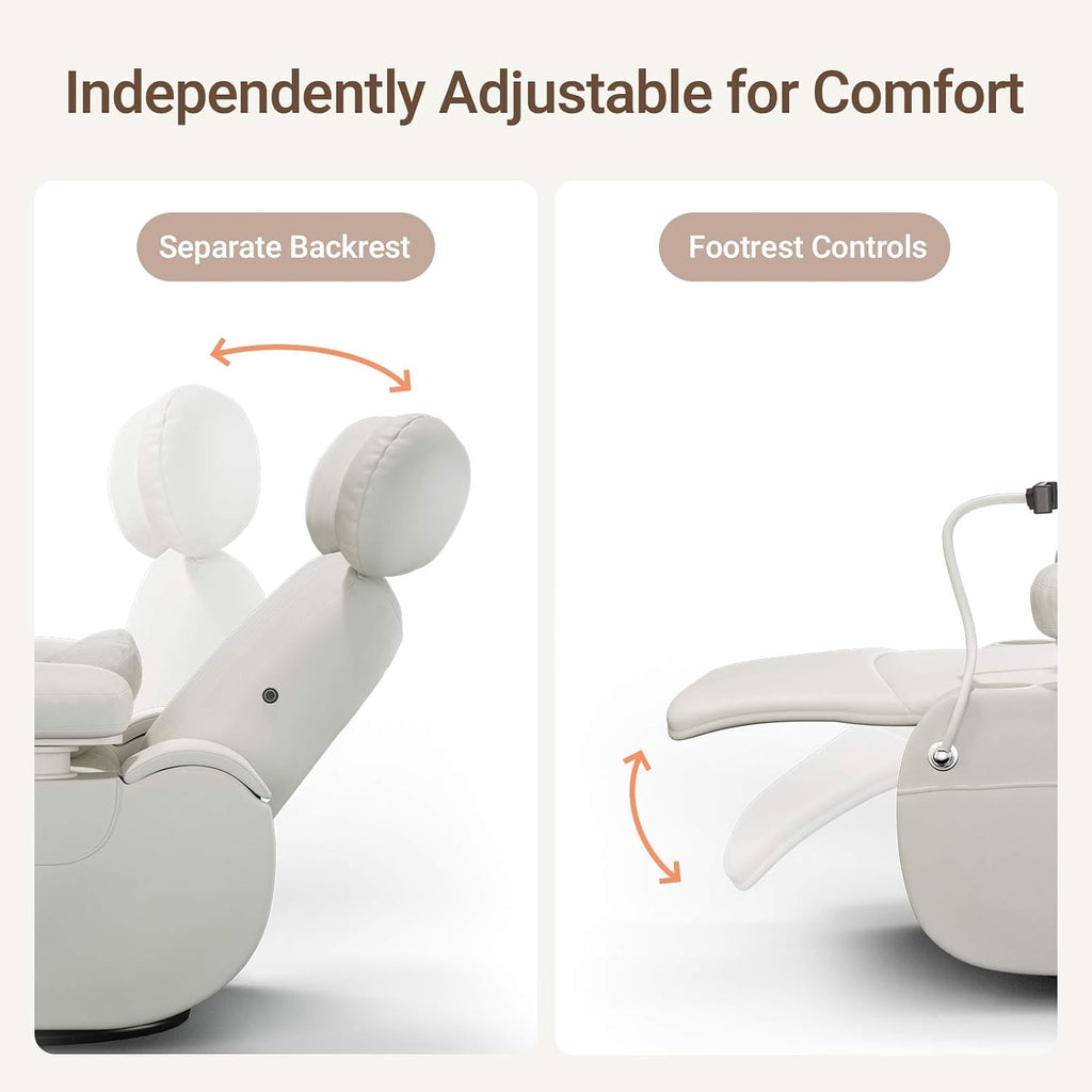 Lullapod Max Power Nursery Rocking Chair with Independent Recline & Footrest, Swivel Nursery Recliner Glider with