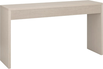 55" Rectangular Fluted Console Table, Ribbed Entryway Table, Sofa Table , Couch, Hallway, or Office, Beech White