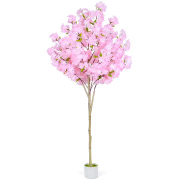 6FT Artificial Cherry Blossom Tree, Tall Fake Flower Tree with Realistic Pink Sakura Pot, Blooming Fake Plants