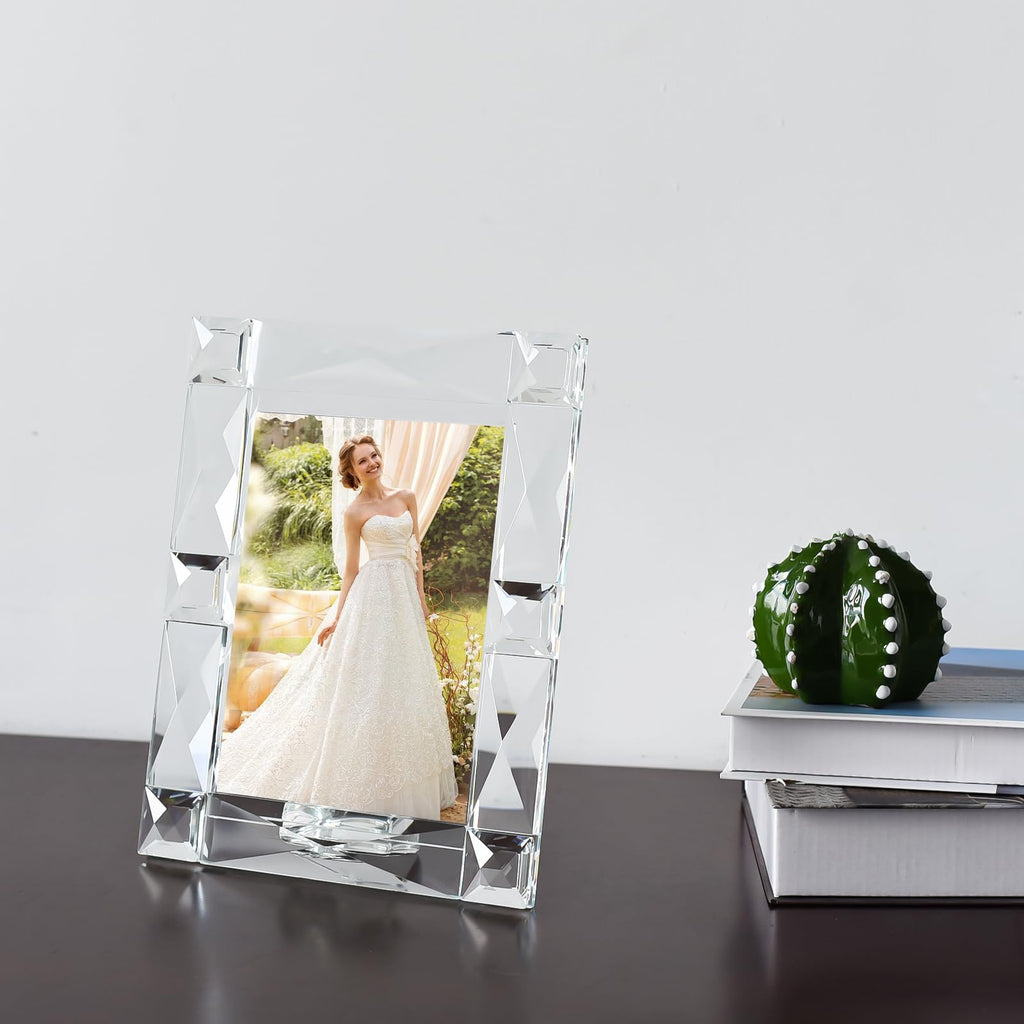 Crystal 5x7 Inch Picture Frame Sparkling Decor, Wedding Frame Tabletop Display, Display Photo 5''x 7'', Comes with