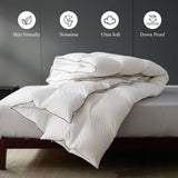 King Down Comforter,All-Season Duvet Insert with 8 Loops,Noiseless Luxury Comforter,White,106x90 inc