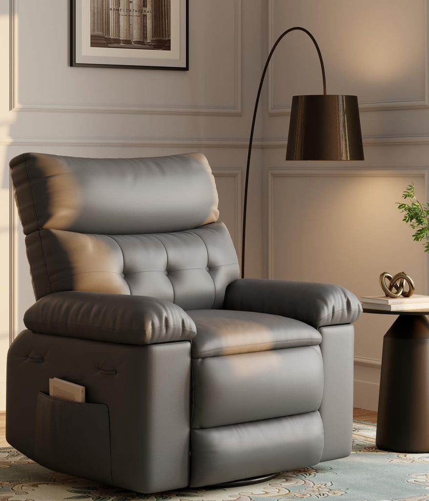 GarveeHome Oversized 27" Recliner Chairs, Classic Manual Leather Recliner