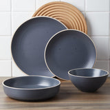 Lauren Modern Stoneware 16-piece Round Dinnerware Set, Plates and bowls Set, Dish set for 4, Charcoal
