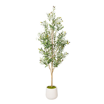 Artificial Olive Tree with White Pot - 6FT Faux Tree Decor.
