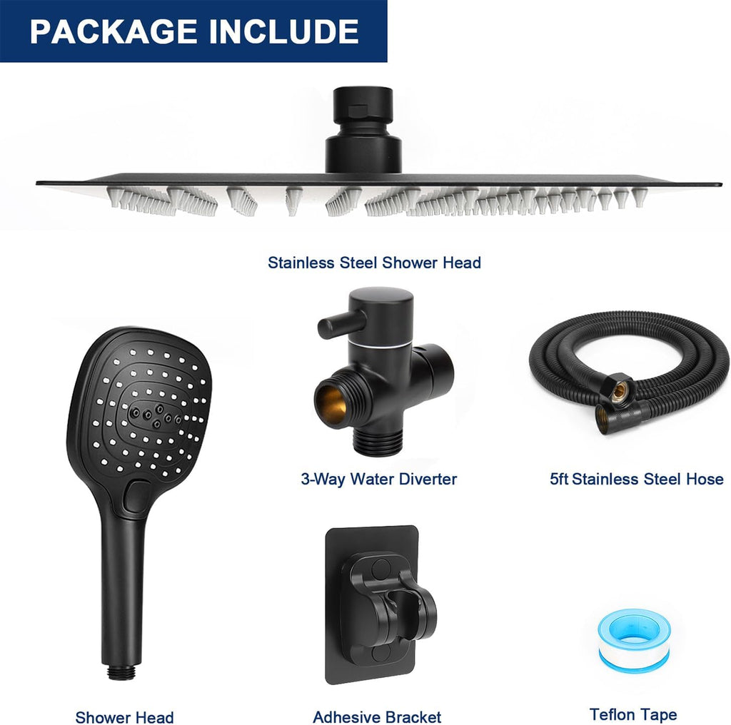 Shower Head with Hose, High Pressure Stainless Steel Rain Shower and 3 Settings Handheld Spray Combo with Push Button