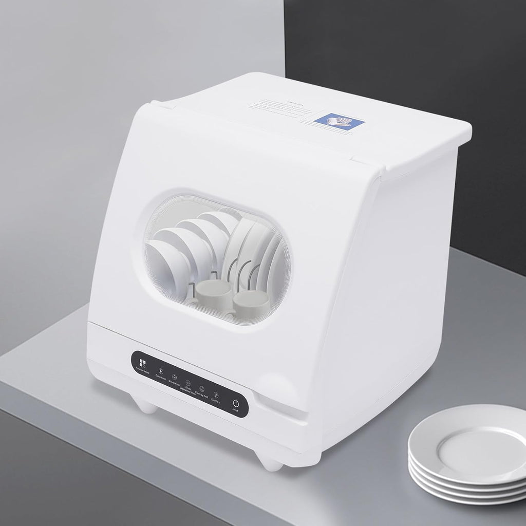 Portable Countertop Dishwashers, 800W Automatic Compact Dishwasher Mini Countertop Dishwasher with 5 Washing Programs