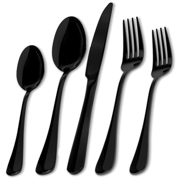 Black Silverware Set, 20-Piece Flatware Set Service for 4