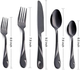 Black Silverware Set for 12, 60-Piece Stainless Steel Flatware Set, Shiny Black Metal Cutlery Set, Include Fork