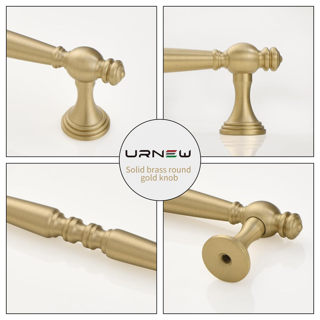7-1/2" Solid Brass Cabinet Pulls, Brushed Gold 5-Pack