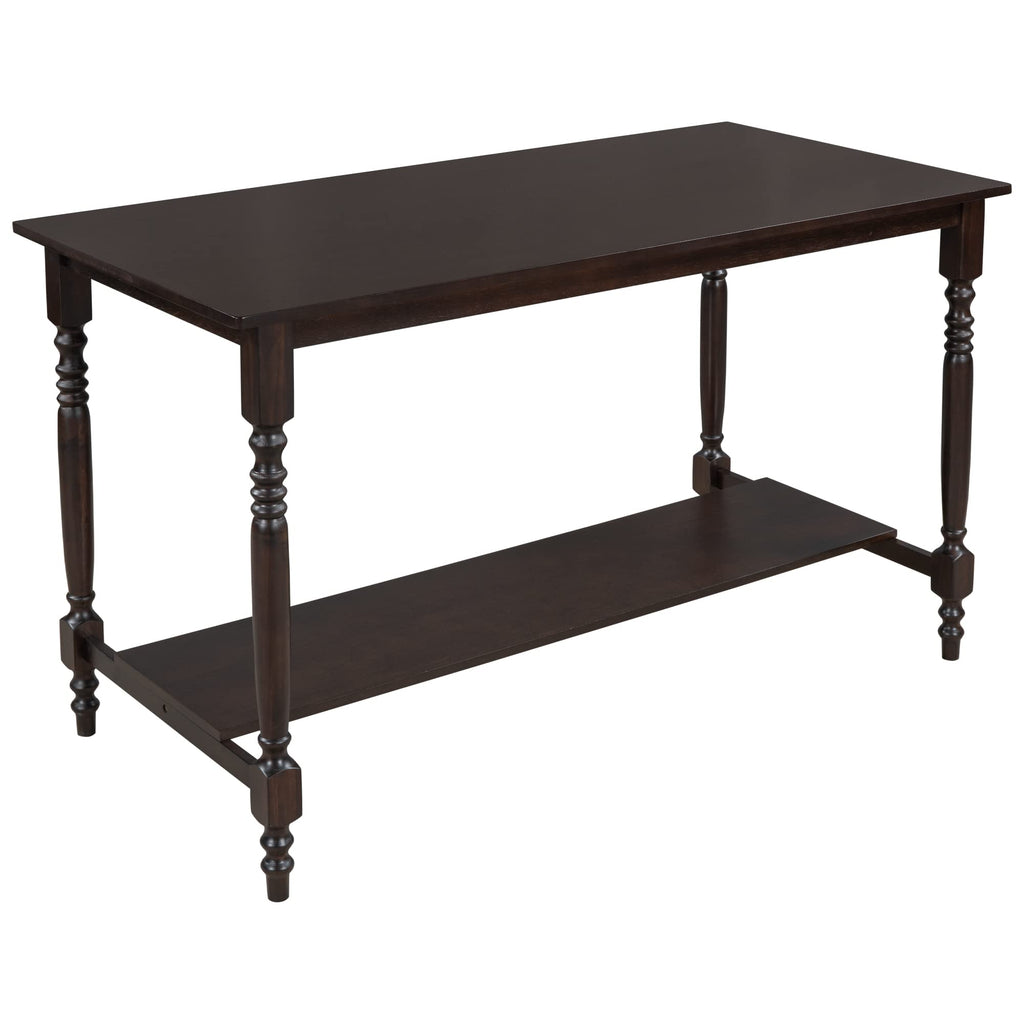 6-Piece Wooden Dining Table Set, Wood Rectangular Table and 4 Upholstered Chairs and 1 Bench, Kitchen Dining Table