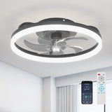 Modern Ceiling Fans with Lights and Remote, Flush Mount, 20 Inch Bladeless Ceiling Fan with Light, Low Profile Ceiling Fan, Reversible, 3CCT, Dimmable, Quiet, Ceiling Fans for Bedroom, Black A101-B0DNB28JSZ