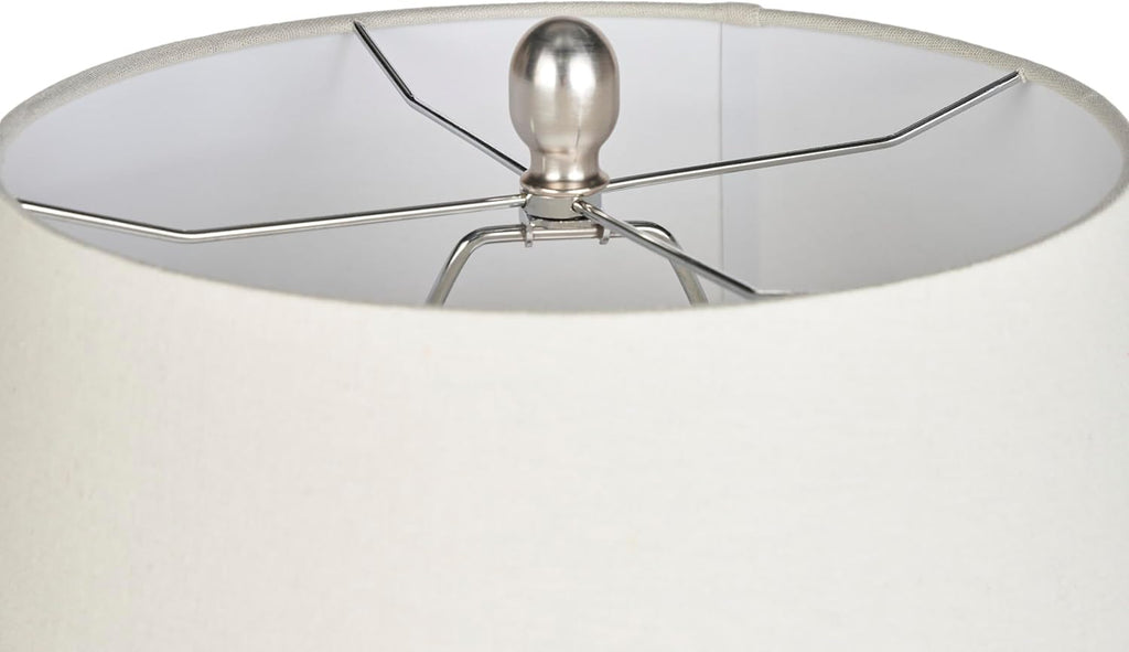 Home 23" Distressed Cream/Beige Rustic Ceramic Jar Table Lamp, Dining Office, with Ivory Shade