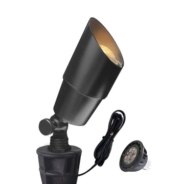 Solid Brass Landscape Spotlight 1-Pack with 5W LED MR16(101B-Black)
