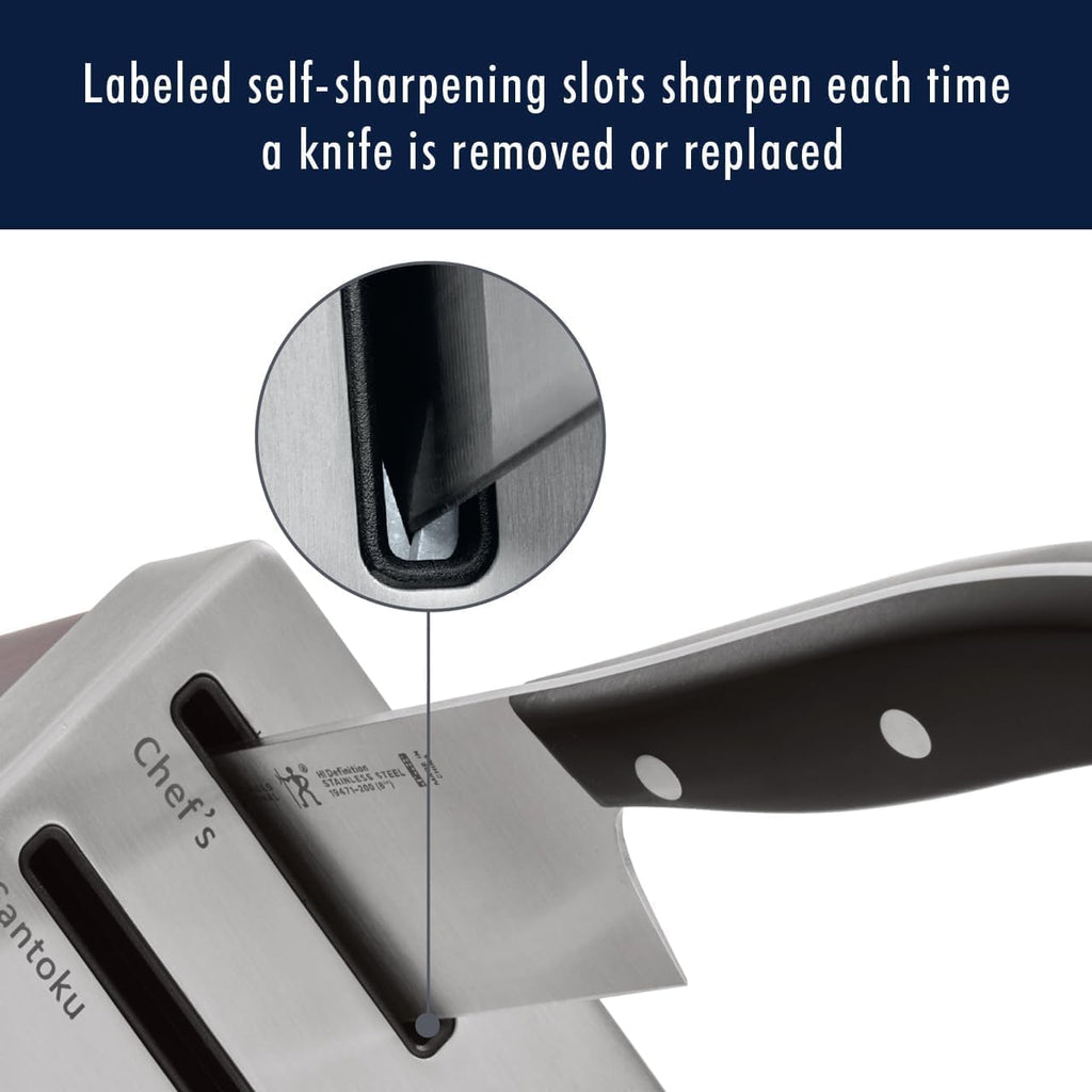 International Statement 14-pc Self-Sharpening Knife Block Set, 6 Steak Knives, Paring, Santoku, Bread, Chef's Knife
